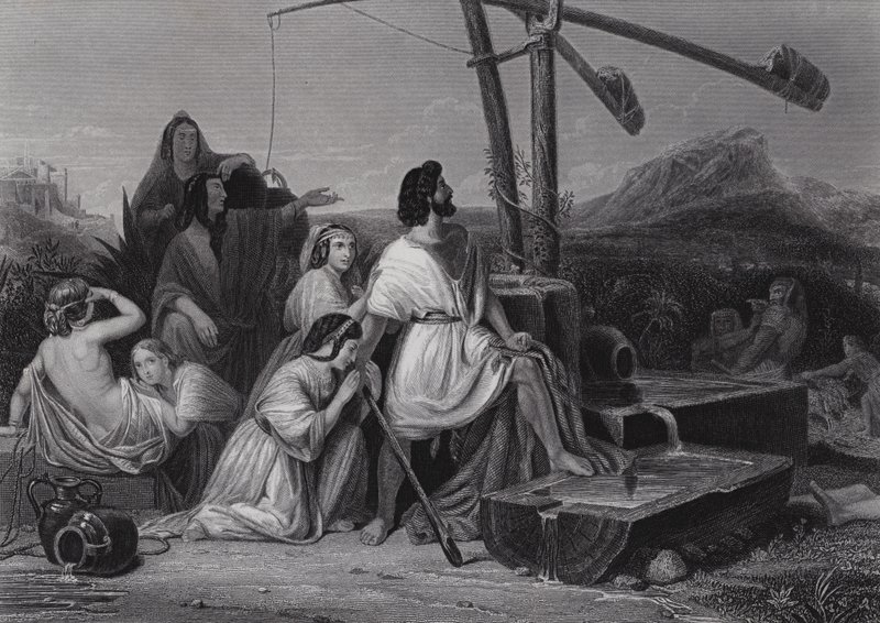 Moses i Midjans land (gravering) af Henri Frederic (after) Schopin