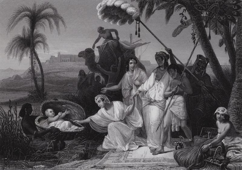 Fundet af Moses (gravering) af Henri Frederic (after) Schopin