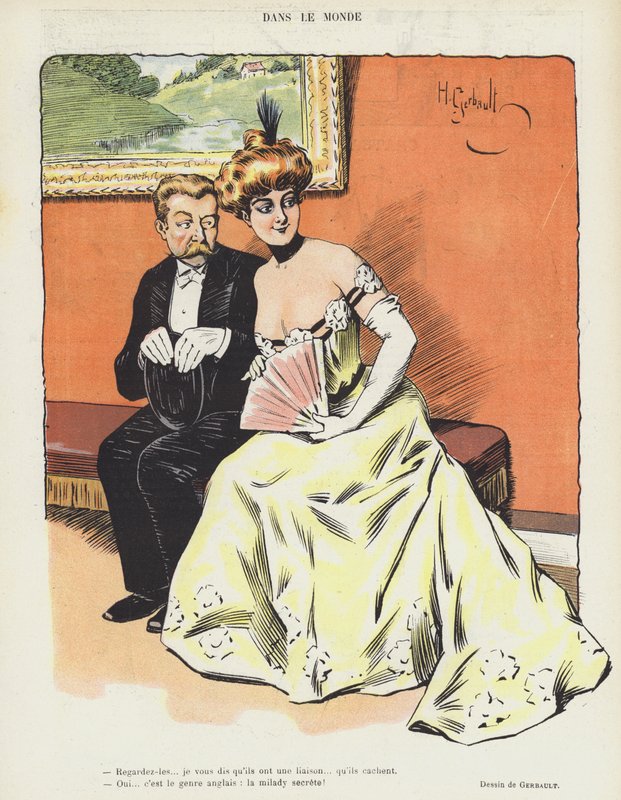 Illustration til Le Rire (farve litho) af Henri Gerbault