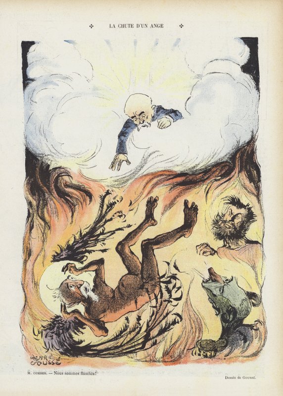 En engels fald. Illustration til Le Rire (farve litho) af Henri Gousse