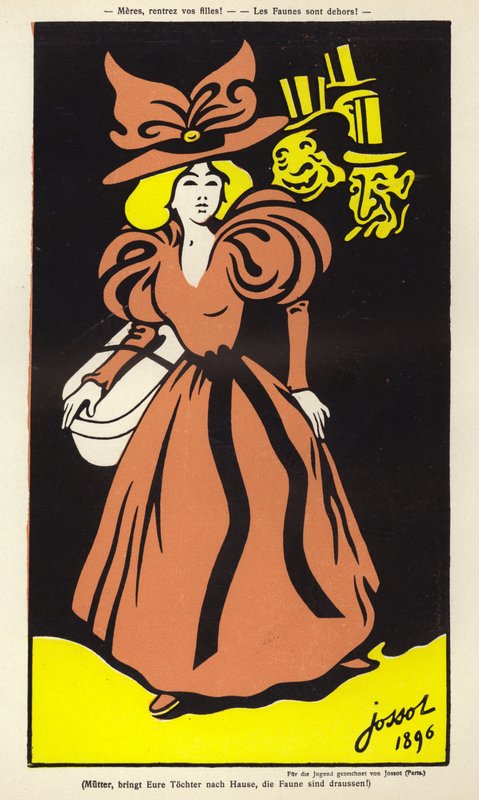 Mødre, kom med jeres døtre! Faunerne er ude! (farvelitografi) af Henri Gustave Jossot