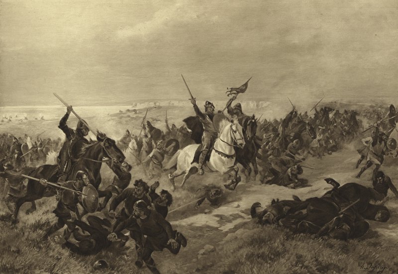 Slaget ved Hastings, 1066 (dybtryk) af Henri Louis Dupray