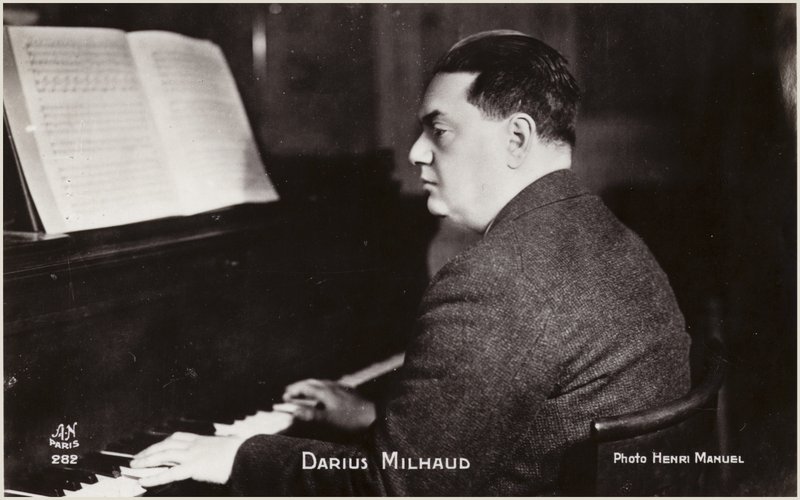 Portræt af Darius Milhaud (s/h-foto) af Henri Manuel