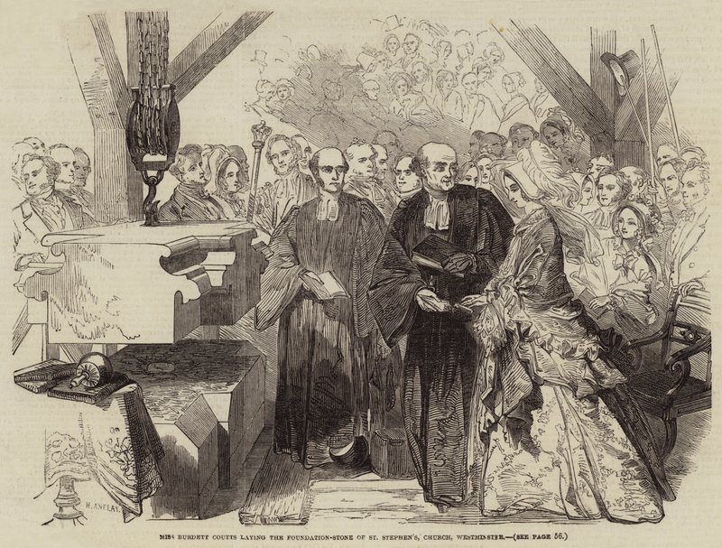 Miss Burdett Coutts lægger grundstenen til St Stephen