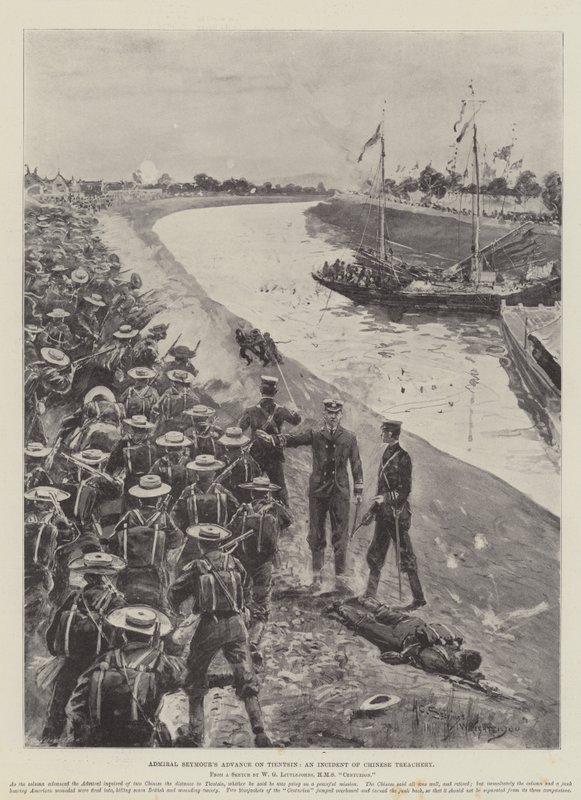 Admiral Seymours fremmarch mod Tientsin, en hændelse af kinesisk forræderi af Henry Charles Seppings Wright