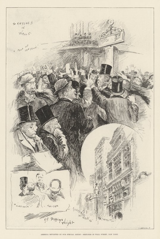 Amerika genbesøgt af Our Special Artist, Sketches i Wall Street, New York af Henry Charles Seppings Wright