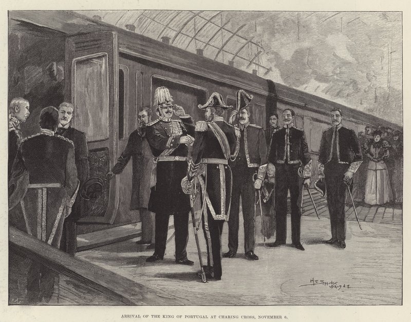 Ankomst af kongen af Portugal ved Charing Cross, 6. november af Henry Charles Seppings Wright