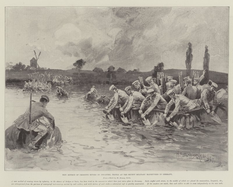 Ny metode til at krydse floder med infanteri, testet ved de seneste militære manøvrer i Tyskland af Henry Charles Seppings Wright