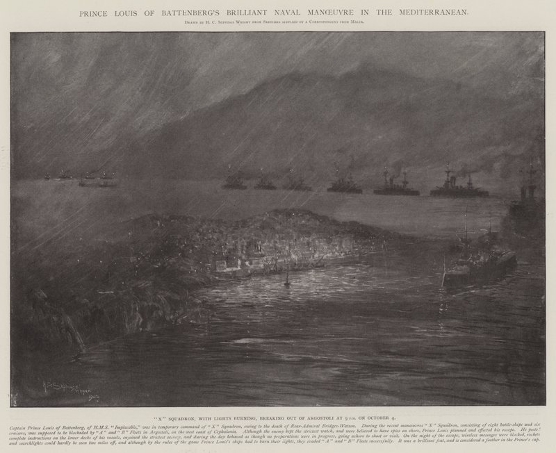 Prins Louis af Battenbergs strålende flådemanøvre i Middelhavet af Henry Charles Seppings Wright