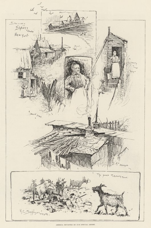 Skitser i Shanty Town, New York af Henry Charles Seppings Wright