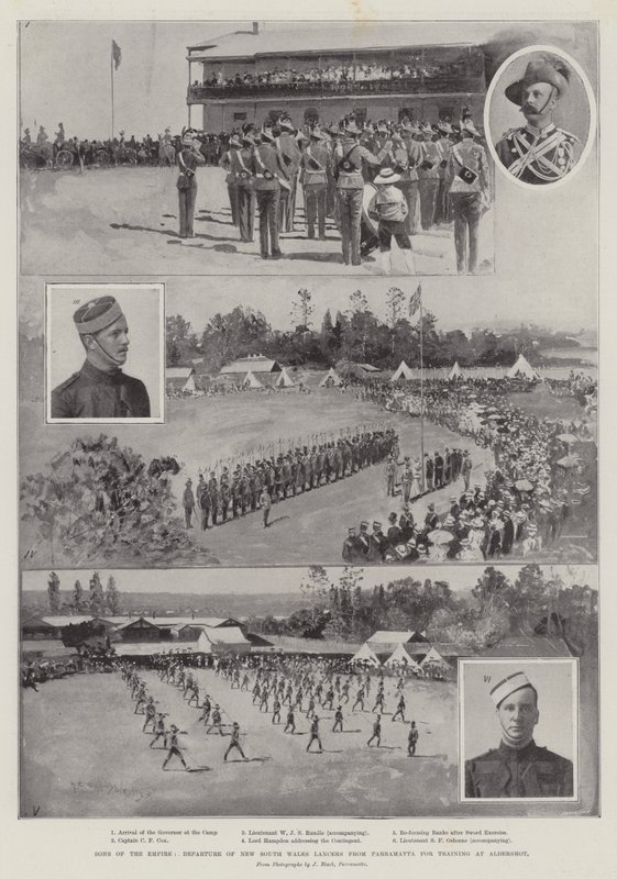 Sons of the Empire, New South Wales Lancers afgang fra Parramatta til træning ved Aldershot af Henry Charles Seppings Wright