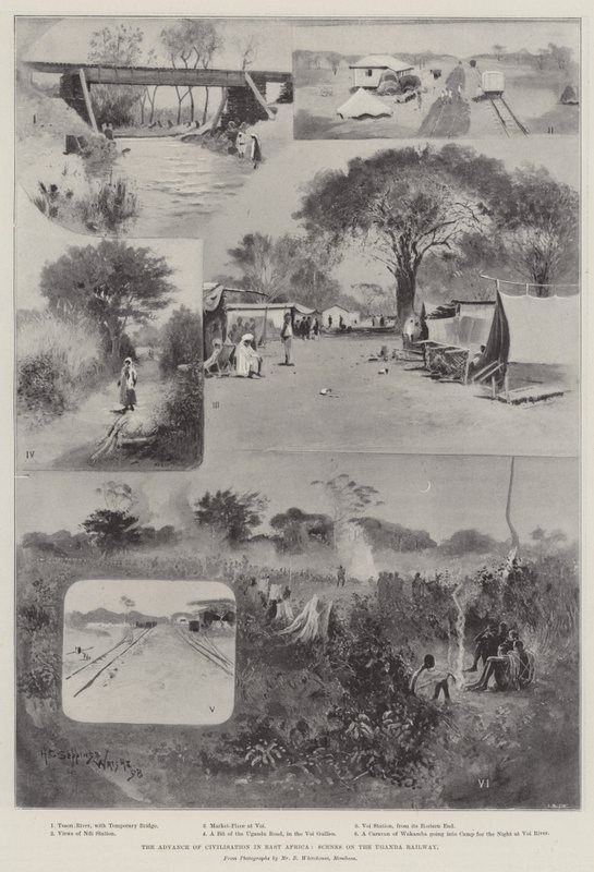 The Advance of Civilization in East Africa, Scener on the Uganda Railway af Henry Charles Seppings Wright