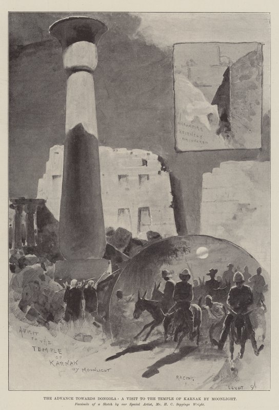 Fremrykningen mod Dongola, et besøg i Karnak-templet ved måneskin af Henry Charles Seppings Wright