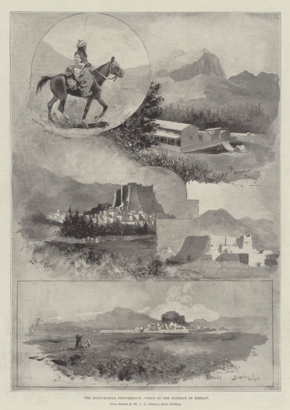 Baluchistan-forstyrrelsen, udsigt over Khelat-distriktet af Henry Charles Seppings Wright