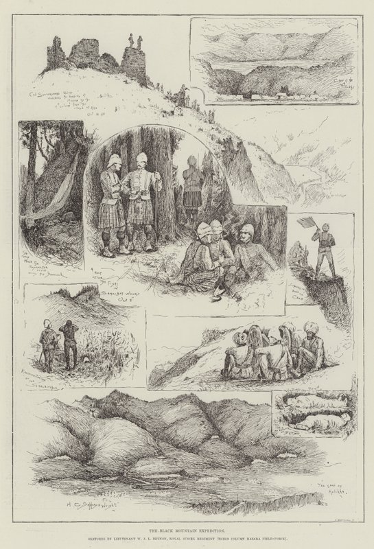 Ekspeditionen i Black Mountain gravering af Henry Charles Seppings Wright
