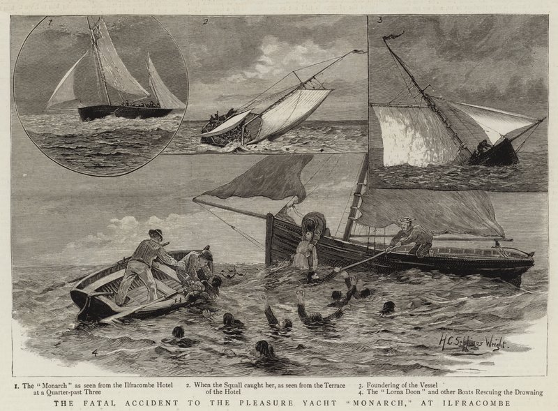 Den fatale ulykke med lystyacht-monarken i Ilfracombe af Henry Charles Seppings Wright