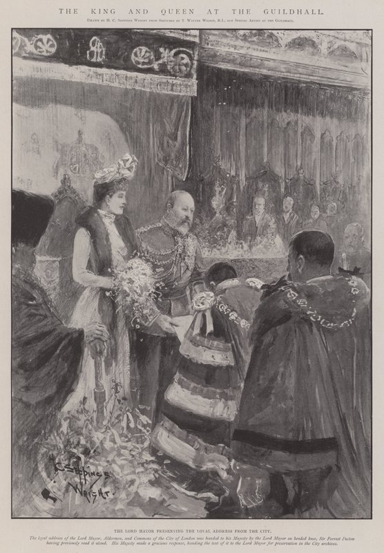 Kongen og Dronningen i Guildhall af Henry Charles Seppings Wright