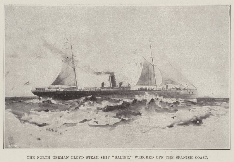 Det nordtyske Lloyd Steam-Ship Salier, forliste ud for den spanske kyst af Henry Charles Seppings Wright