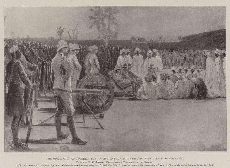 Åbningen af Nigeria, den britiske myndighed installerer en ny amir fra Adamawa af Henry Charles Seppings Wright