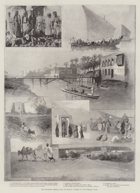 Den rapporterede franske gevinst i Muscat, scener på den persiske golf af Henry Charles Seppings Wright