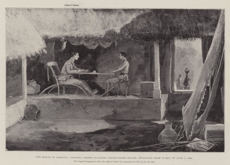 Oprør i Ashanti, oberst Carter dikterer instruktioner, inden han rykker frem fra Fumsu den 1. juni 1900 af Henry Charles Seppings Wright