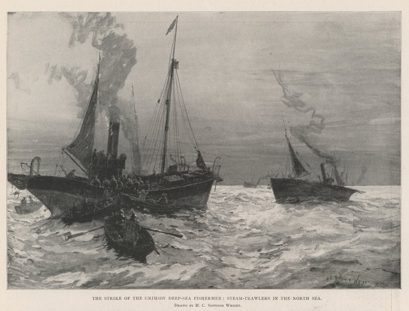 Grimsby-dybhavsfiskernes strejke, damptrawlere i Nordsøen af Henry Charles Seppings Wright