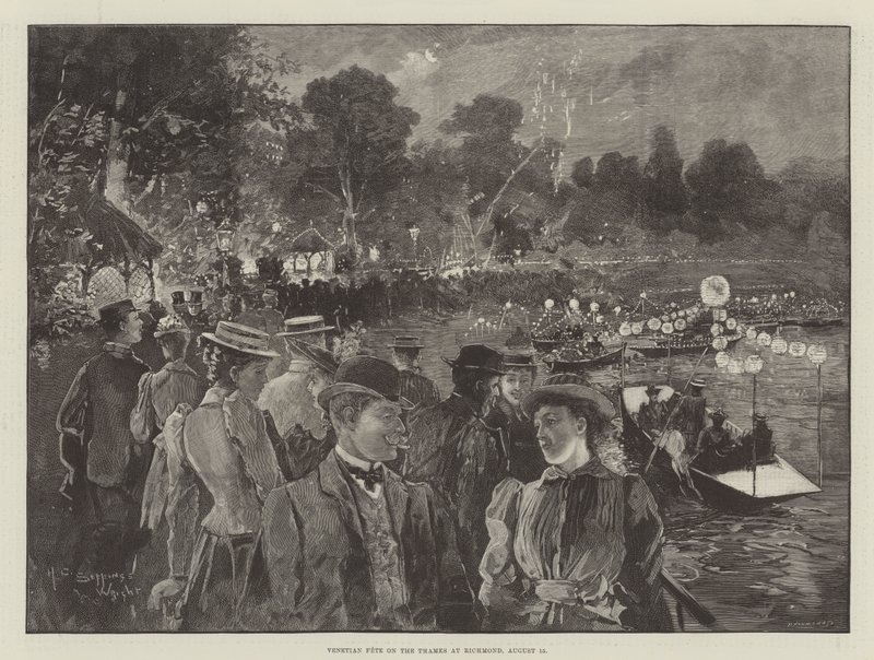 Venetiansk fest på Themsen i Richmond, 15. august af Henry Charles Seppings Wright