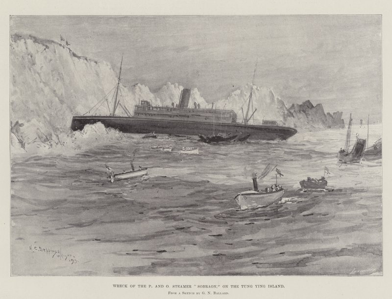 Vraget af P og O Steamer Sobraon, på Tung Ying Island af Henry Charles Seppings Wright