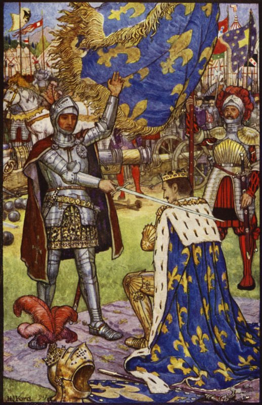 Frans I, kongen af Frankrig, modtager Ridderordenen fra Bayard af Henry Justice Ford