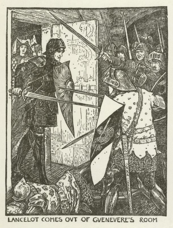 Lancelot kommer ud af Gueneveres værelse af Henry Justice Ford
