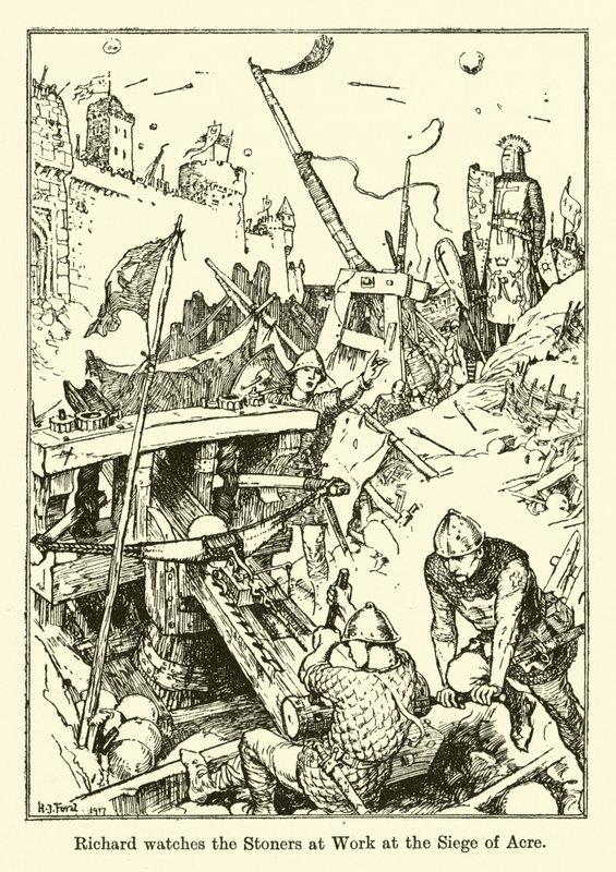 Richard ser stenhuggerne i aktion under belejringen af Acre af Henry Justice Ford