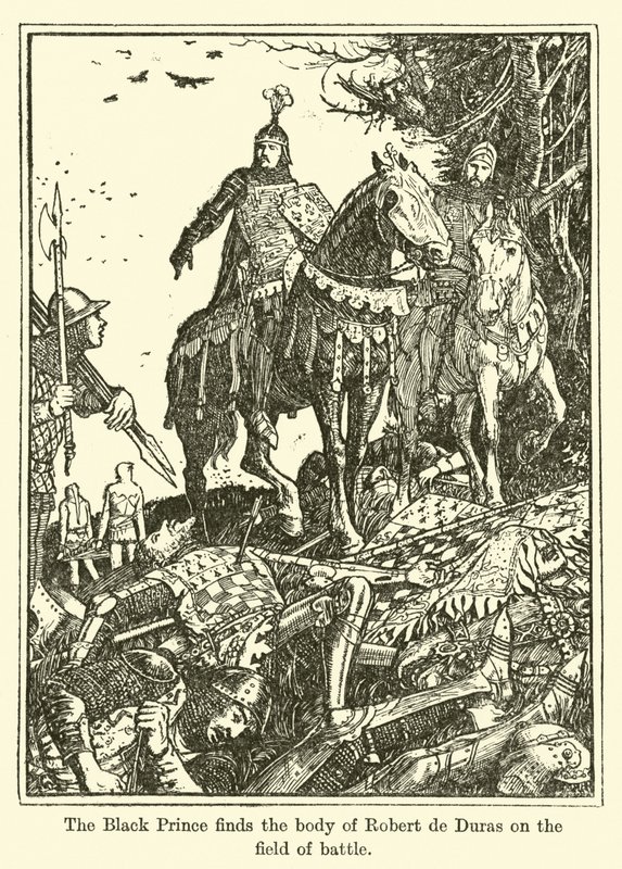 Den sorte prins finder liget af Robert de Duras på slagmarken af Henry Justice Ford