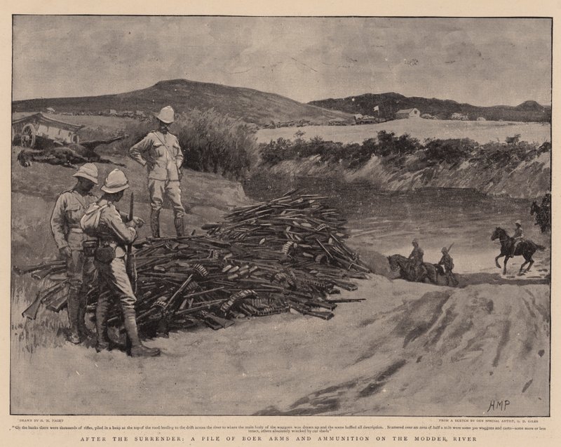 Efter kapitulationen, en bunke boervåben og ammunition på Modder-floden af Henry Marriott Paget