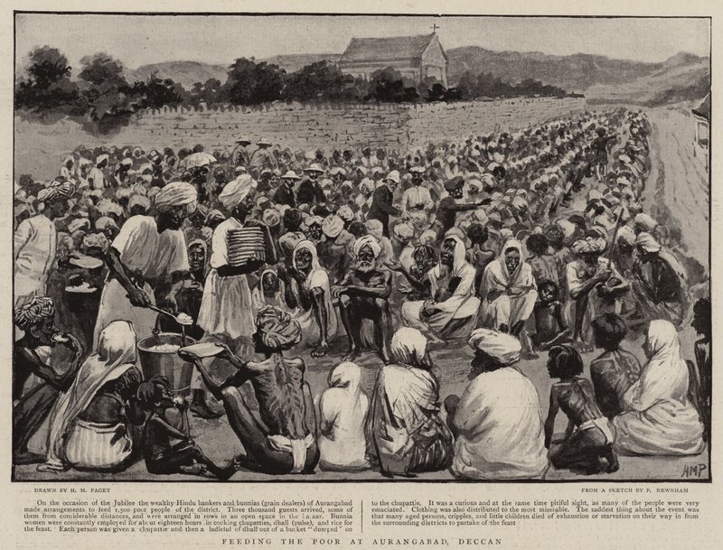 Mad til de fattige i Aurangabad, Deccan af Henry Marriott Paget