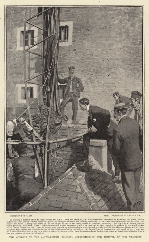 Ulykken med Santos-Dumont-ballonen, der fører tilsyn med fjernelse af vraget af Henry Marriott Paget