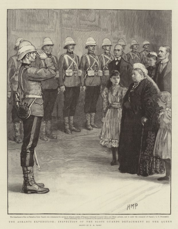 Ashanti-ekspeditionen, inspektion af den skotske vagtafdeling af dronningen af Henry Marriott Paget