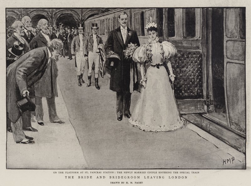 Bruden og brudgommen forlader London af Henry Marriott Paget