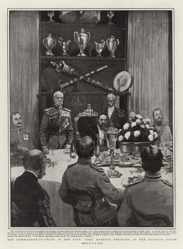 Lord Roberts, den øverstkommanderende i byen, taler i Mansion House af Henry Marriott Paget