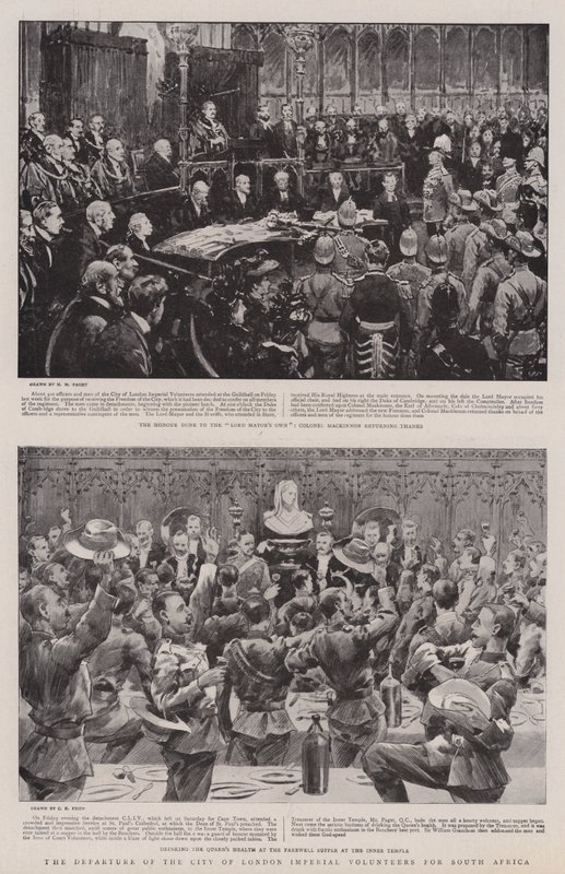 The Departure of the City of London Imperial Volunteers for Sydafrika af Henry Marriott Paget