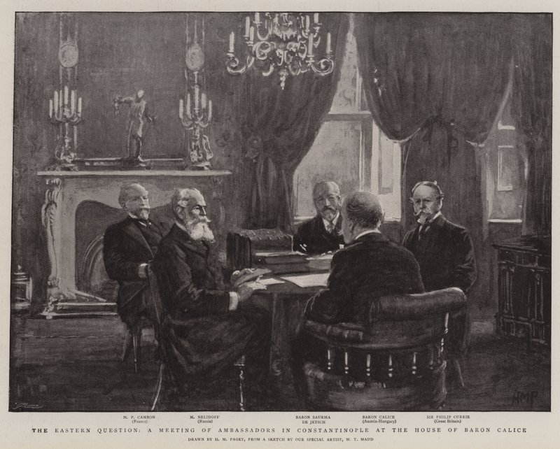 Det østlige spørgsmål, et ambassadørmøde i Konstantinopel i Baron Calices hus af Henry Marriott Paget