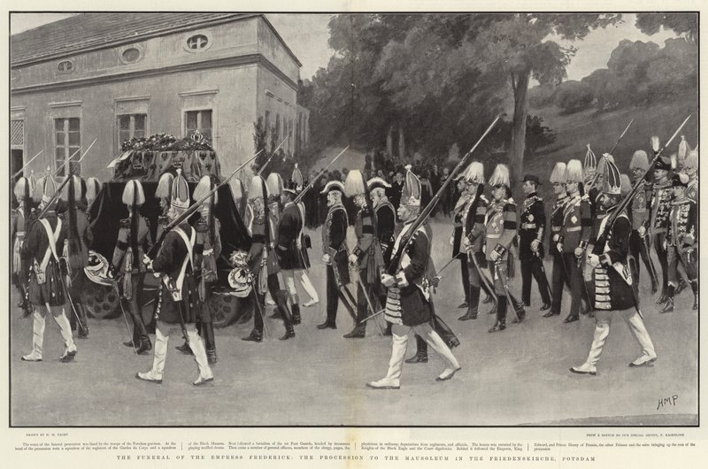 Kejserinde Friedrichs begravelse, procession til mausoleet i Friedenskirche, Potsdam af Henry Marriott Paget