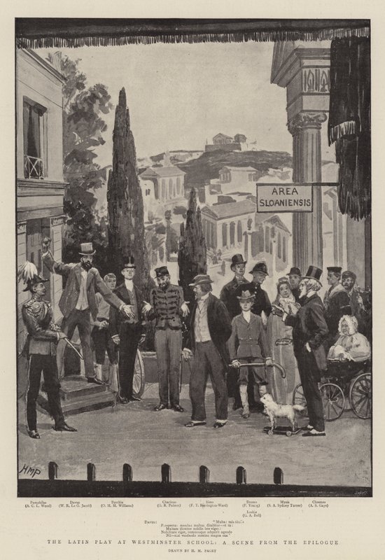 The Latin Play at Westminster School, en scene fra epilogen af Henry Marriott Paget