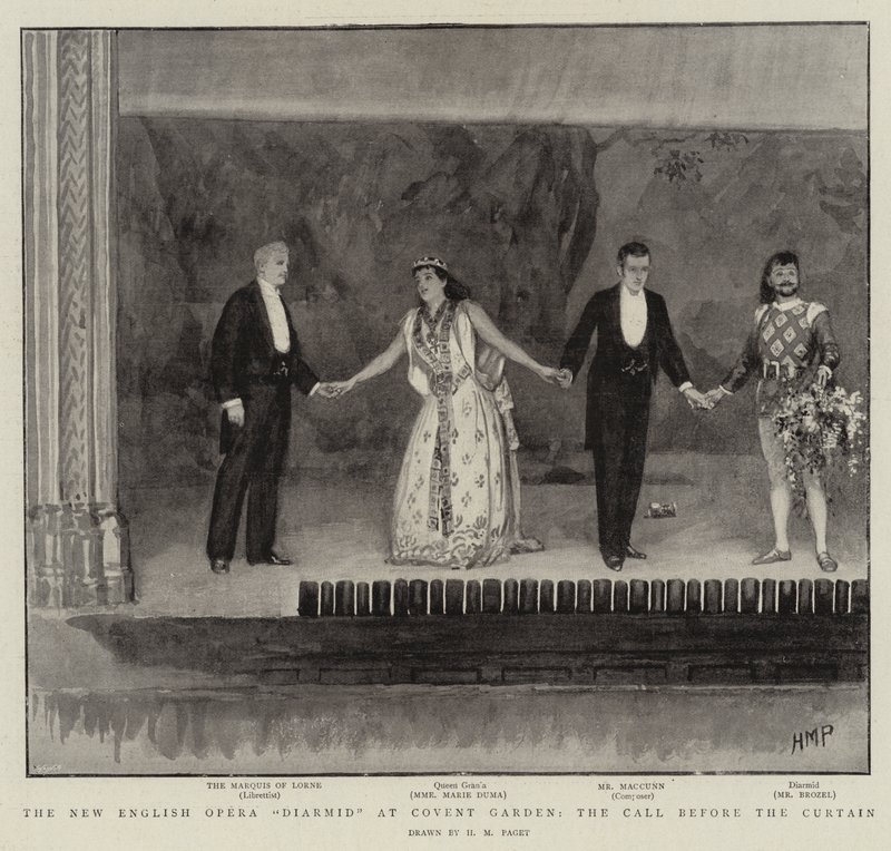 The New English Opera Diarmid i Covent Garden, kaldet før gardinet af Henry Marriott Paget