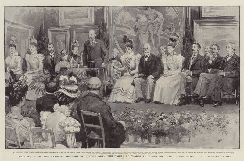 Åbningen af National Gallery of British Art, prinsen af Wales takker hr. Tate i den britiske nations navn af Henry Marriott Paget