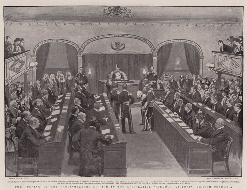 Åbningen af den parlamentariske session i den lovgivende forsamling, Victoria, British Columbia af Henry Marriott Paget