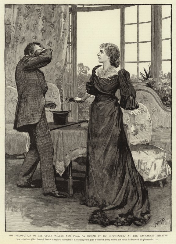 Opførelsen af Oscar Wildes nye skuespil, A Woman of No Importance, på Haymarket Theatre af Henry Marriott Paget