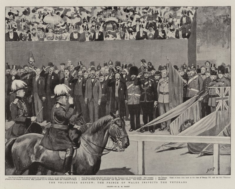 The Volunteer Review, Prinsen af Wales inspicerer veteranerne af Henry Marriott Paget
