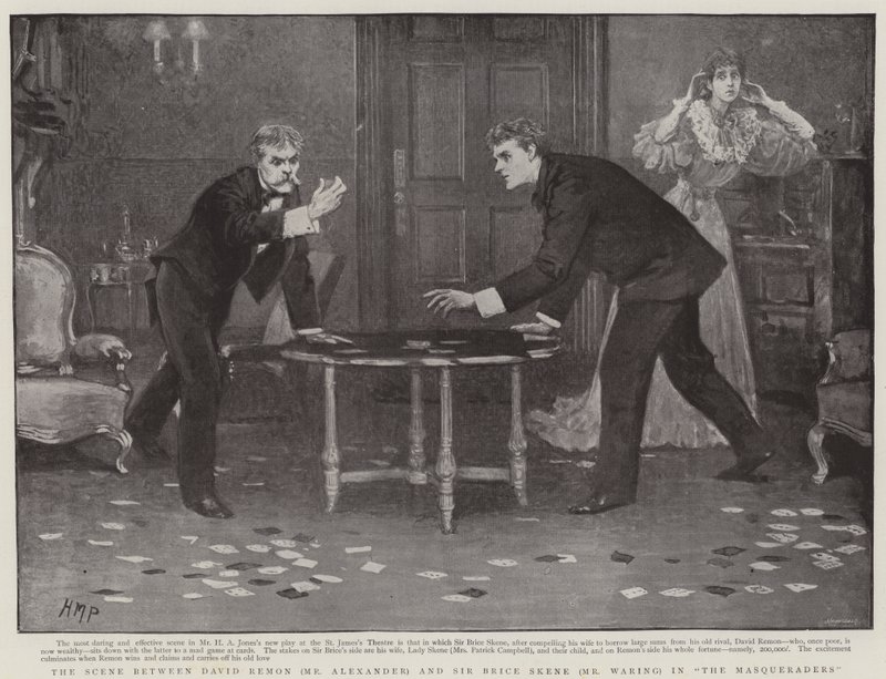 Scenen mellem David Remo og Sir Bruce Skene i Masqueraders af Henry Marriott Paget