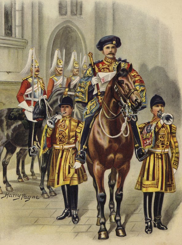 Udråbelse af George V til konge af England, 1910 (chromolitho) af Henry Payne