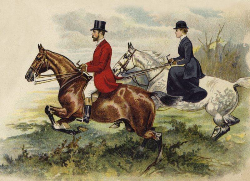 Prinsen og prinsessen af Wales i jagtmarken (chromolitho) af Henry Payne